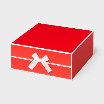 10"x10"x4" Valentines Day Square Gift Box with Bow Red/White - Spritz™ | Target