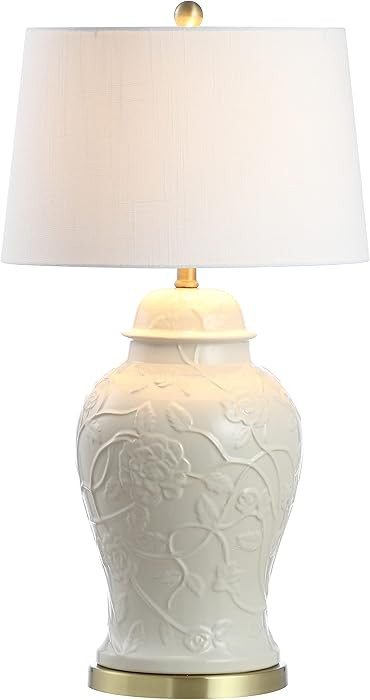JONATHAN Y 29.5" Cream Ceramic Chinoiserie Table Lamp, Traditional Ginger Jar Lamp for Living Roo... | Amazon (US)