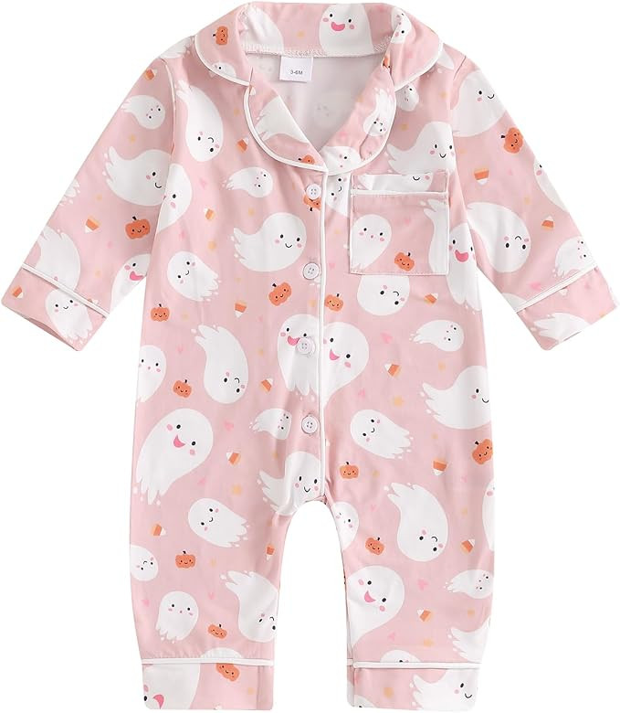Balaflyie Baby Girl Button Down Pajamas Romper One-Piece Jumpsuit Long Sleeve Sleeper Infant Slee... | Amazon (US)