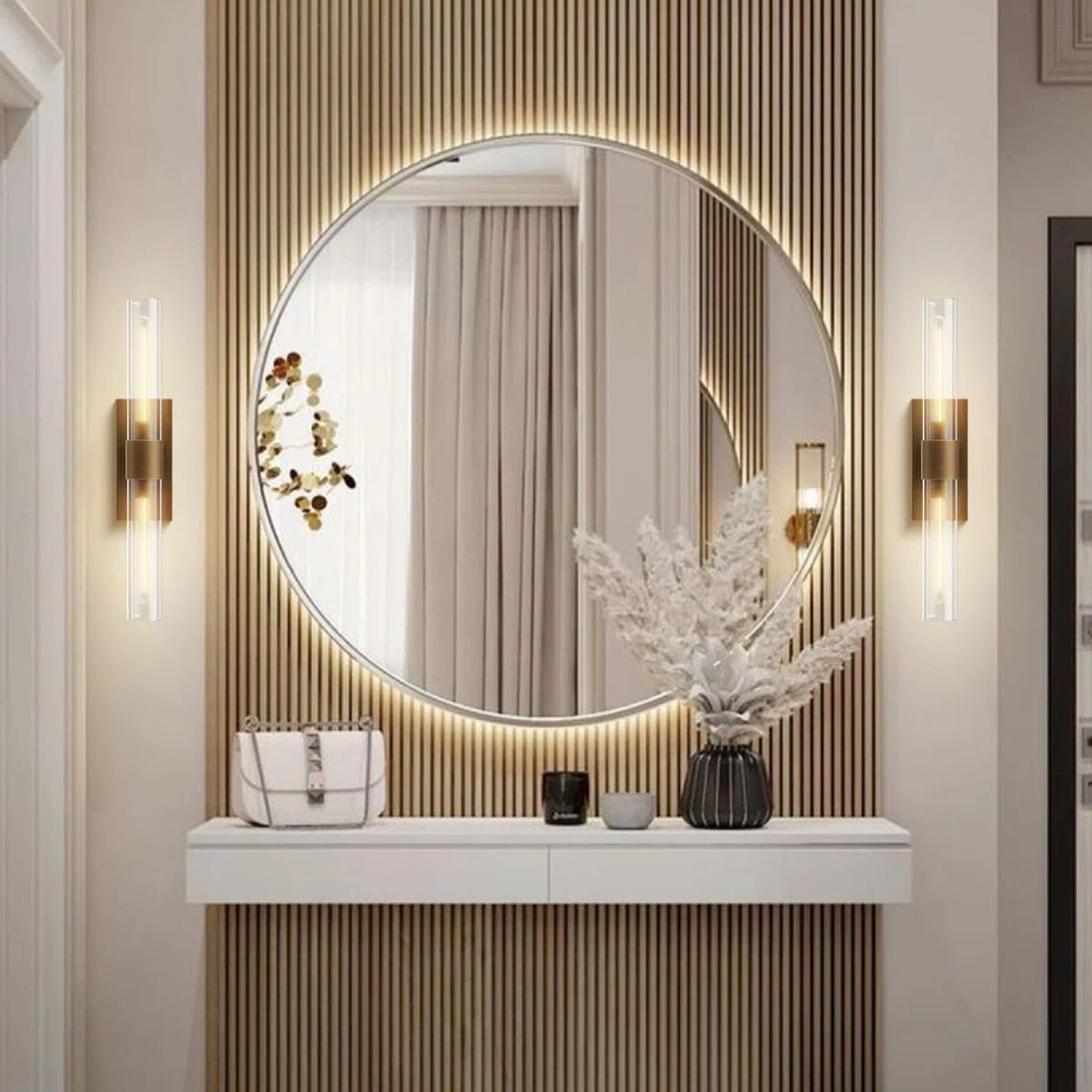 Zolee Luxury Brass Glass Wall Sconces ，Brass Wall Lights for Bathroom Vanity(Including Bulb) (S... | Wayfair North America