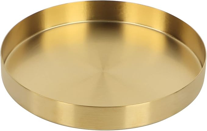 Round Gold Tray, Dedoot Decorative Tray Small - 4.9inches Stainless Steel Storage Organizer Vanit... | Amazon (US)