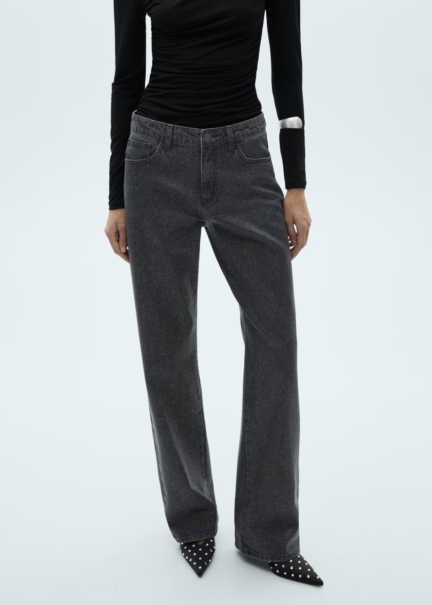 Shiny straight-fit jeans - Women | MANGO United Kingdom | MANGO (UK)