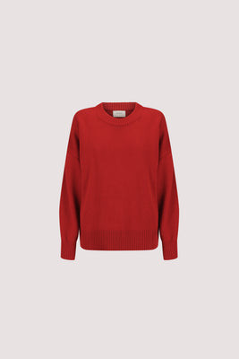 MILA BURNT RED CREW NECK KNIT JUMPER | DISSH
