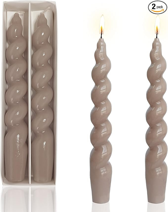 Spiral Taper Candles Brown Candlestiks - Gedengni 7.5 INCH Short Twisted Candle Sticks Unsented T... | Amazon (US)