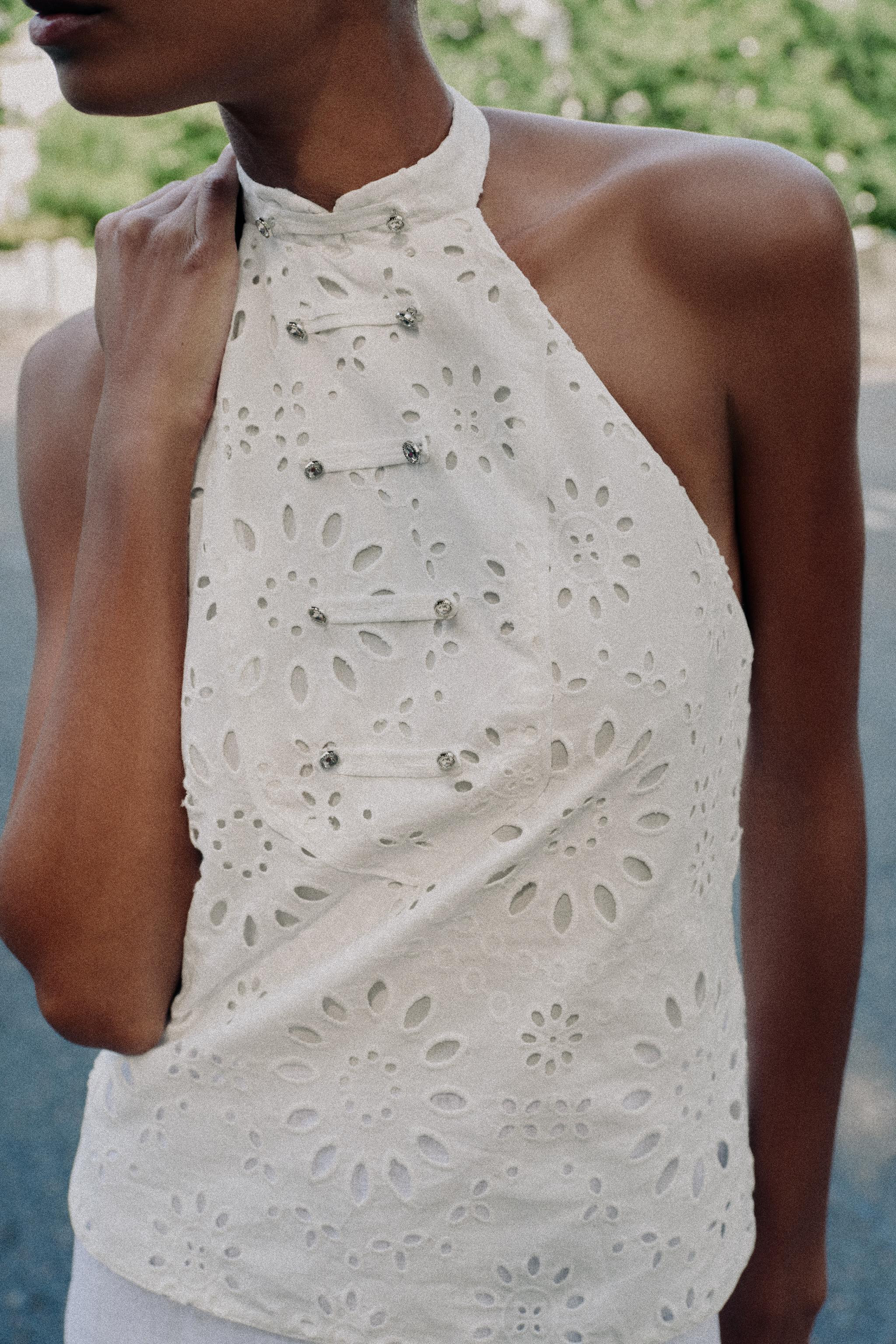 COMBINED OPENWORK EMBROIDERED DRESS | Zara US