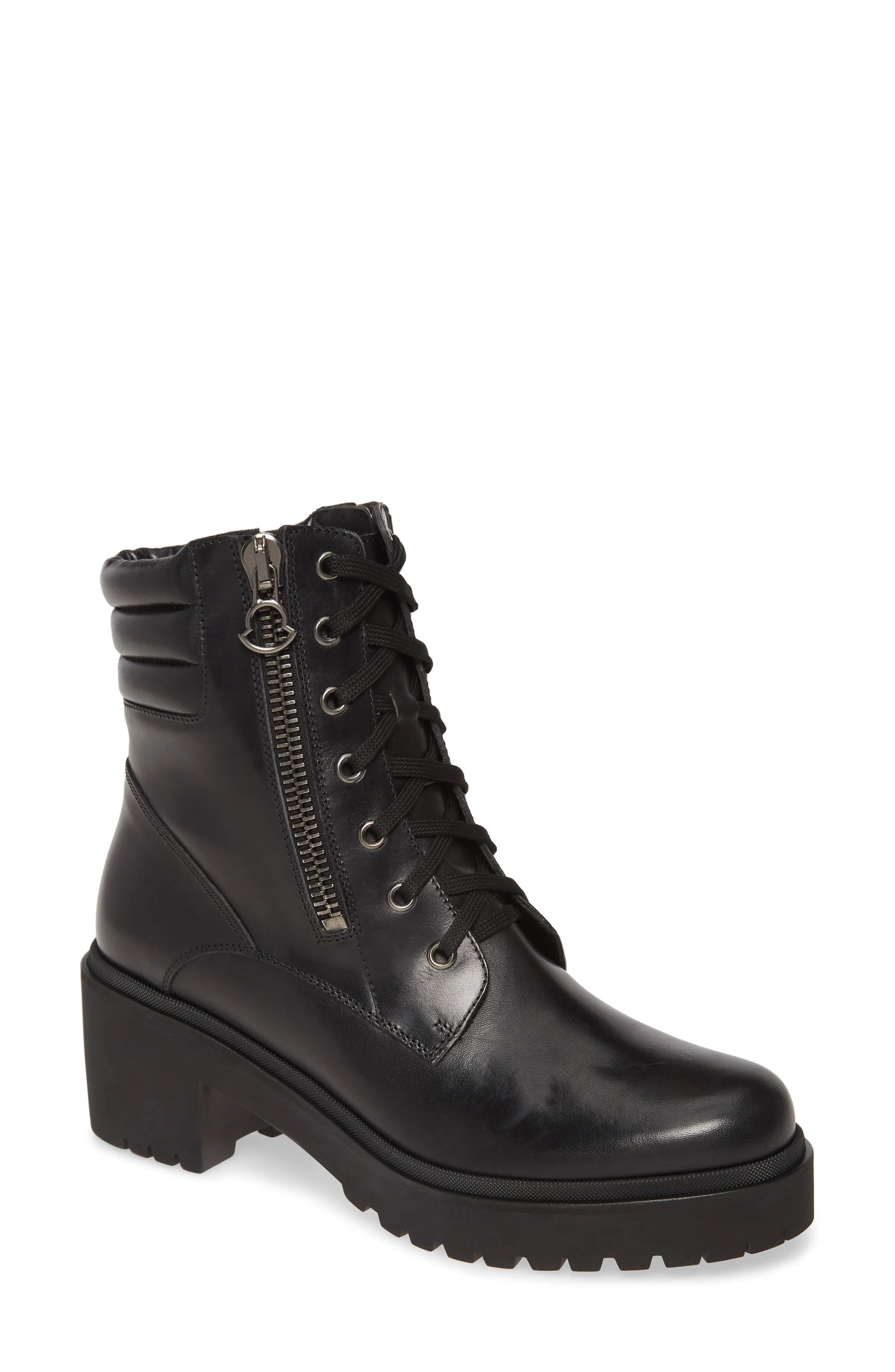 Moncler Viviane Combat Boot, Size 8Us in Black at Nordstrom | Nordstrom