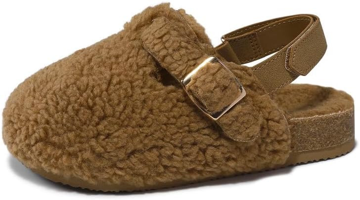 HOMEHOT Girls Warm Slippers Fur Lined Clogs for Big Kids Girls Adjustable Buckle Mules Winter Sho... | Amazon (US)