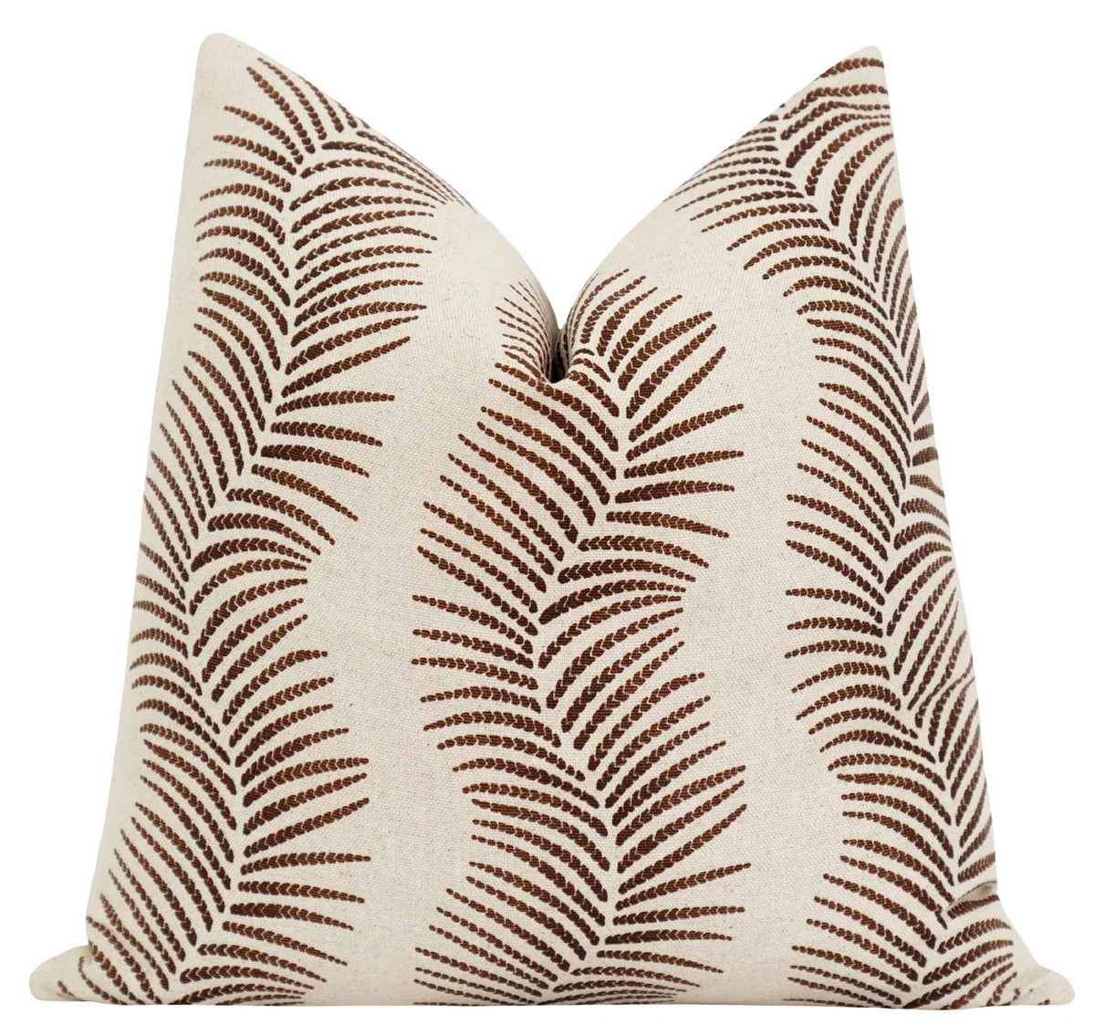 Chestnut Brown Chevron Pillow Cover | Wavy Palm Leaf Accent Pillow | Land of Pillows