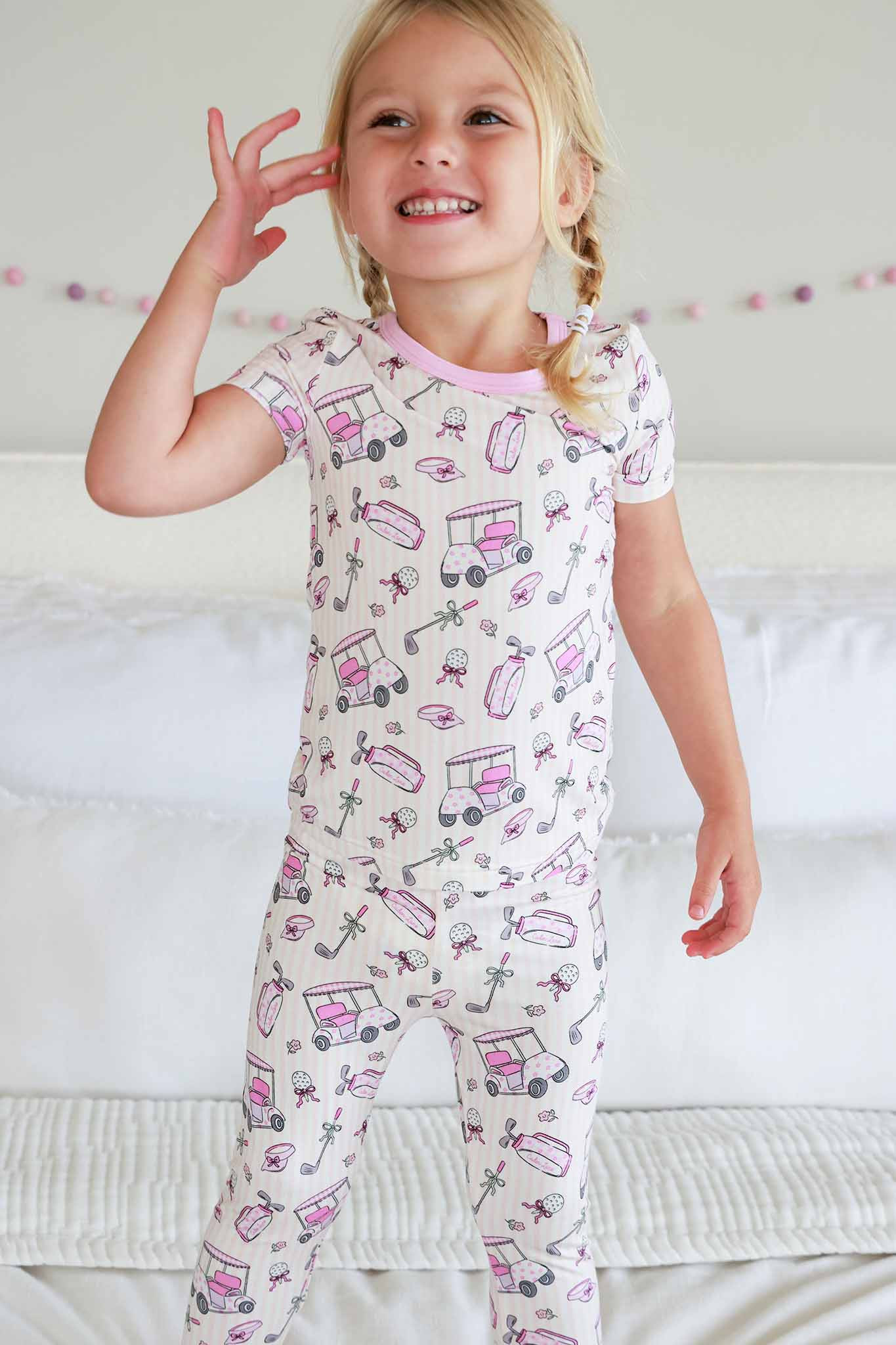 Two Piece Bamboo Pajama Set | Caddie Crew Pink | Caden Lane