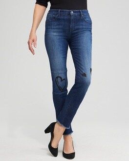 Girlfriend Heart Print Ankle Jeans | Chico's