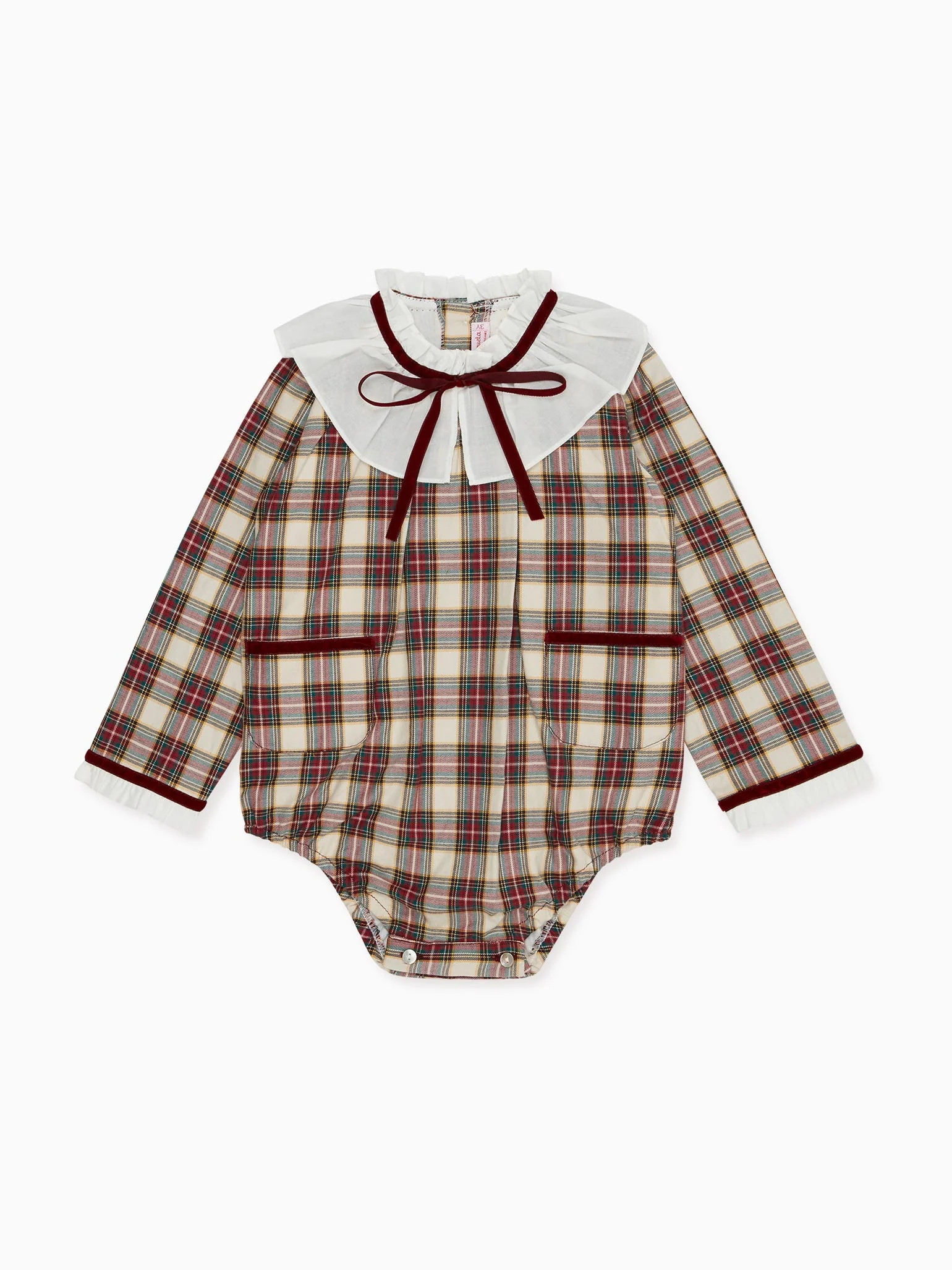 Ivory Tartan Edie Baby Romper | La Coqueta (US)