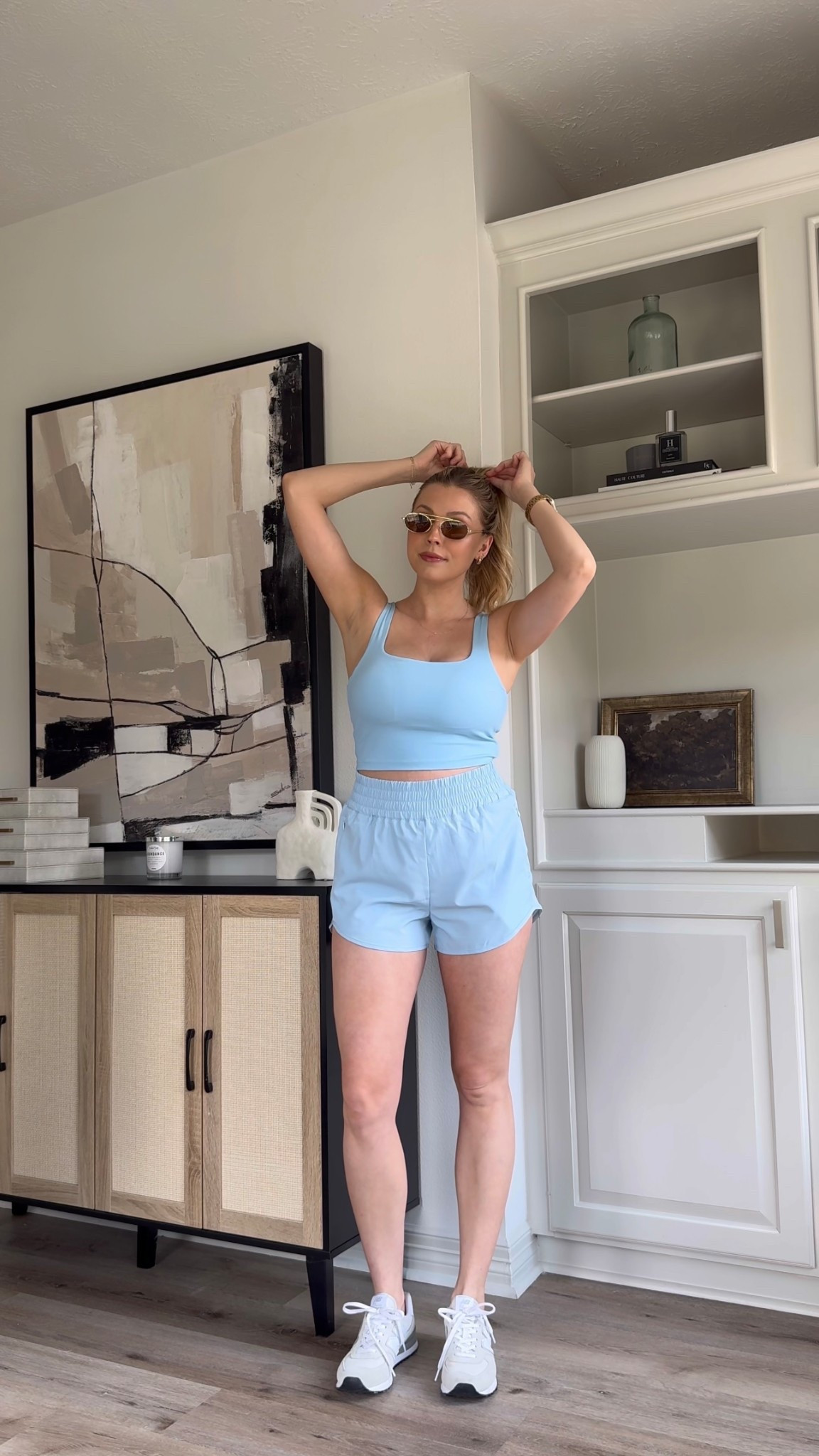 Easy spring athletic out that is a good look for less! Wearing a size M in running shorts, and sports bra tank, sneakers are tts. 

#LTKStyleTip #LTKSeasonal #LTKActive