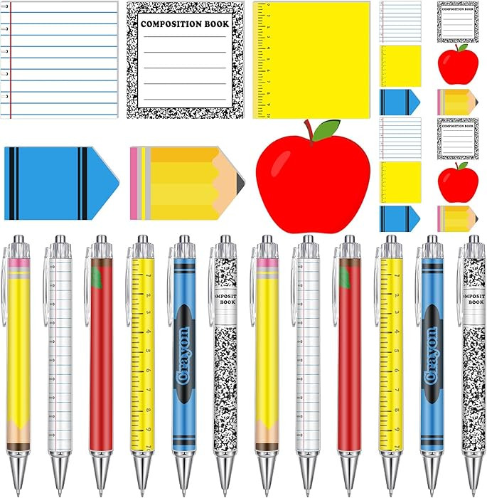 Thenshop 24 Pcs Teacher Appreciation Week Gifts Funny Teacher Sticky Notes Ballpoint Pen Notepad ... | Amazon (US)