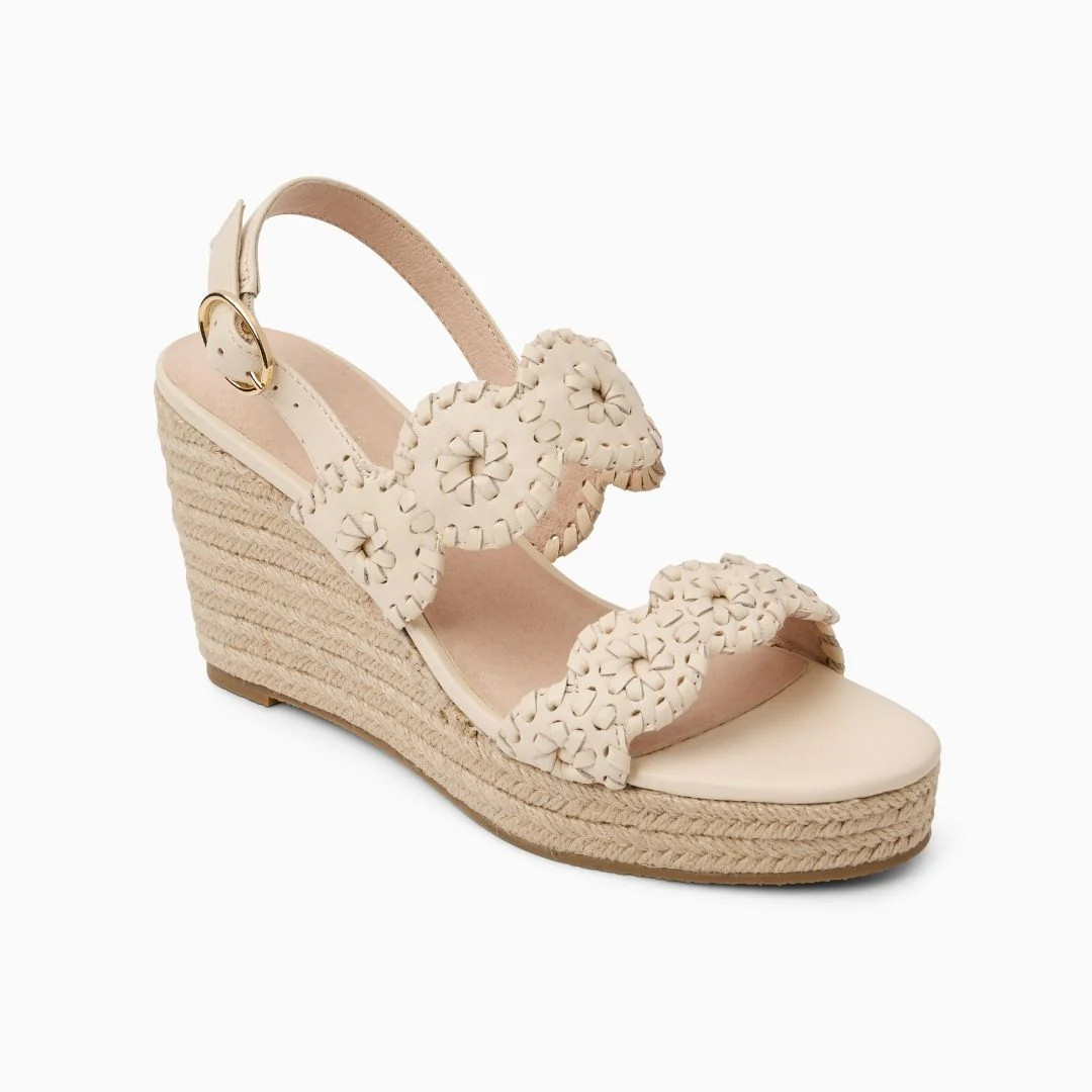 Jack Rogers Laurin Wedge Heels — Ivory Nappa Leather | Jack Rogers