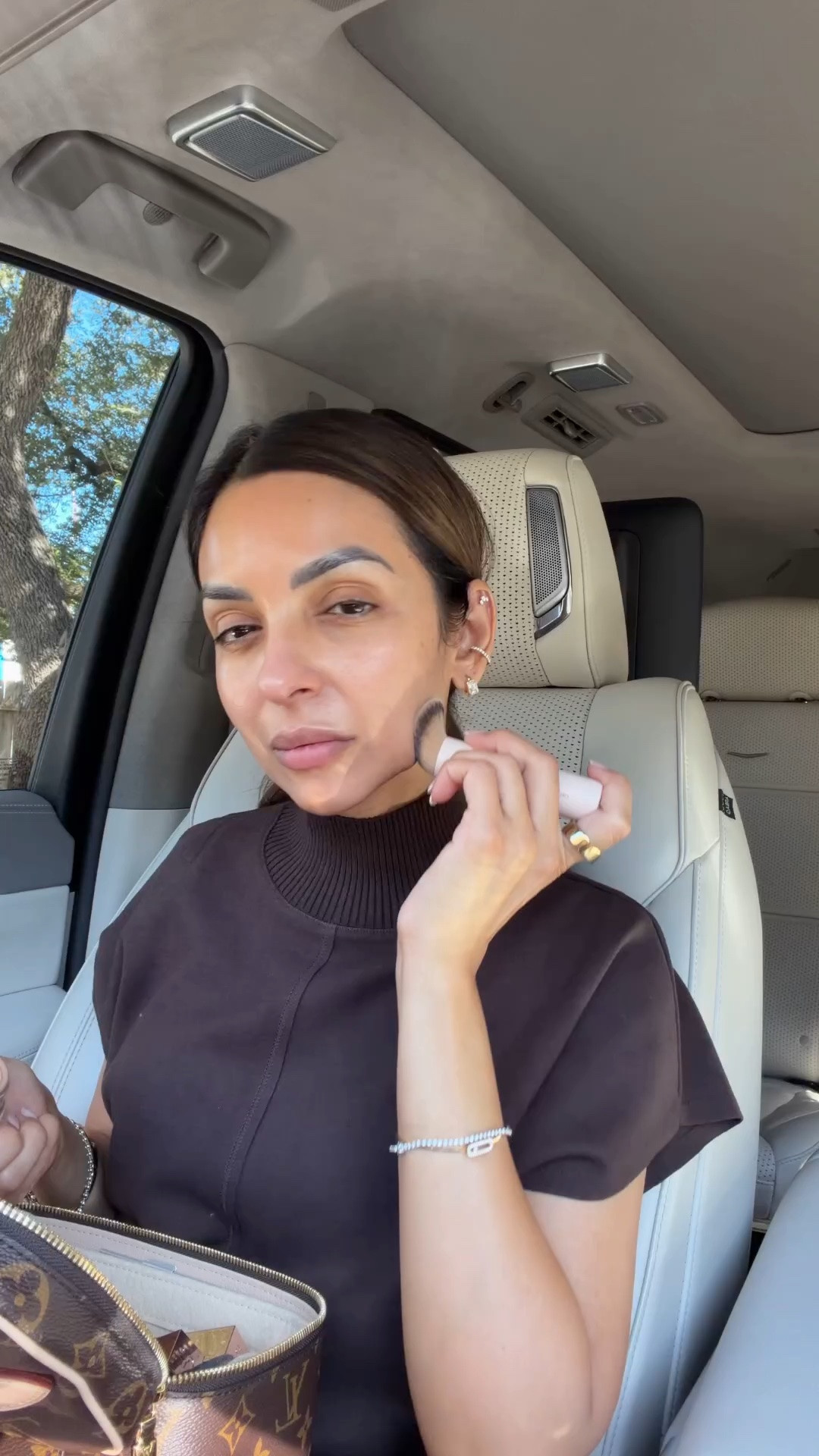 GRWM for a 5 min quick makeup in the car! 
Shade names:
Dolci blush shade 1
Concealer medium golden neutral 1
Bronzer shade 4 medium tan 
Lip liner shade 44
Juicy lip shade cherry blossom

#LTKBeauty #LTKOver40
