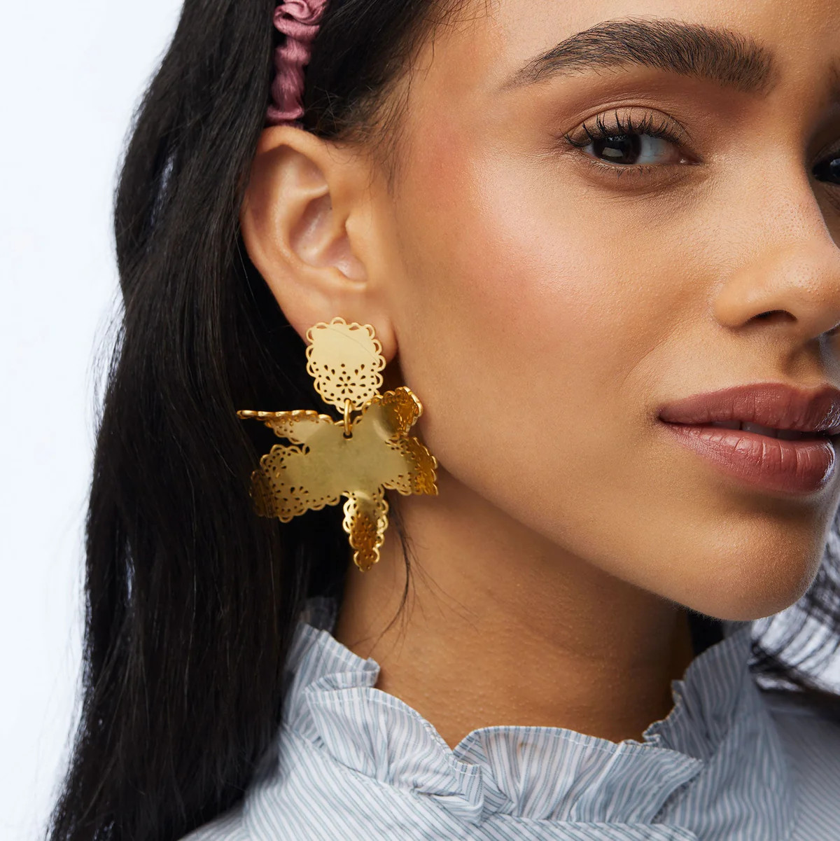 GOLD LACE METAL PAPER LILY EARRINGS | LELE SADOUGHI