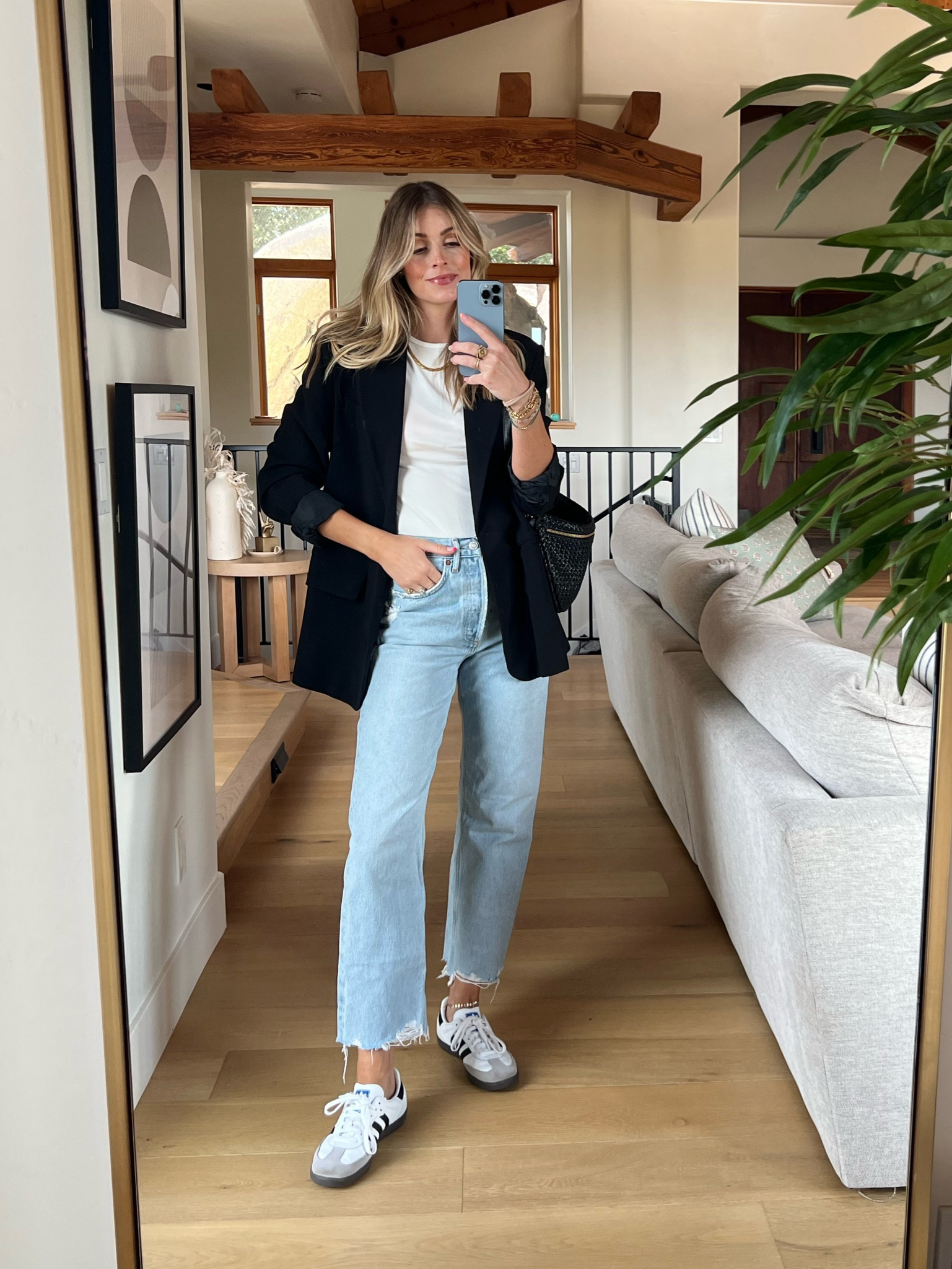 Another way to style the adidas samba sneakers. 
Black blazers on sale at Nordstrom  

#LTKxNSale