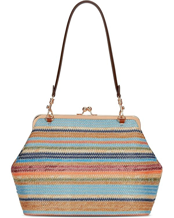 Straw Large Women's Kiss Lock Bag Kiss Clasp Tote Purse Clutch | Amazon (US)