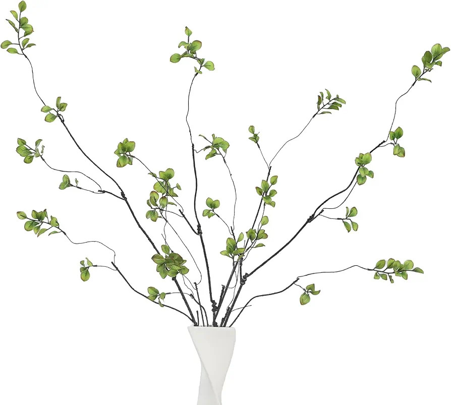 4 Pcs 38.5" Tall All-Green Artificial Branches with Leaves, Realistic Faux Ficus Greenery Stems, ... | Amazon (US)