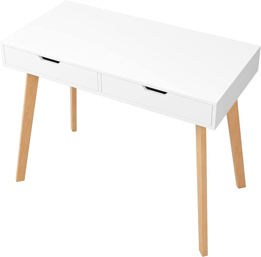 ITUSUT Modern Computer Desk with Drawers, Small White Writing Laptop Desk Makeup Table Vanity De... | Amazon (US)