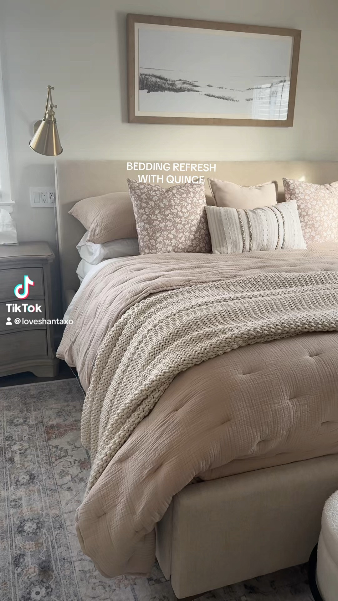 Quince bedding refresh! My bedroom is officially complete with @onequince 🤎 I’m loving the organic airy gauze quilt set in the color Dune. 

#LTKSeasonal #LTKHome #LTKCyberWeek