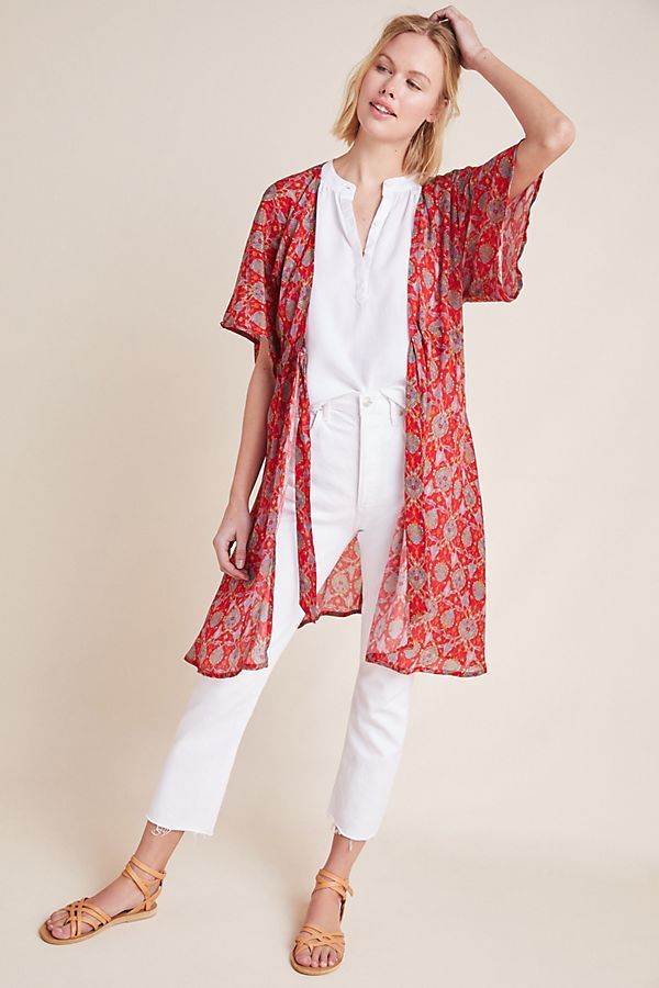 Cinched Printed Kimono | Anthropologie (US)