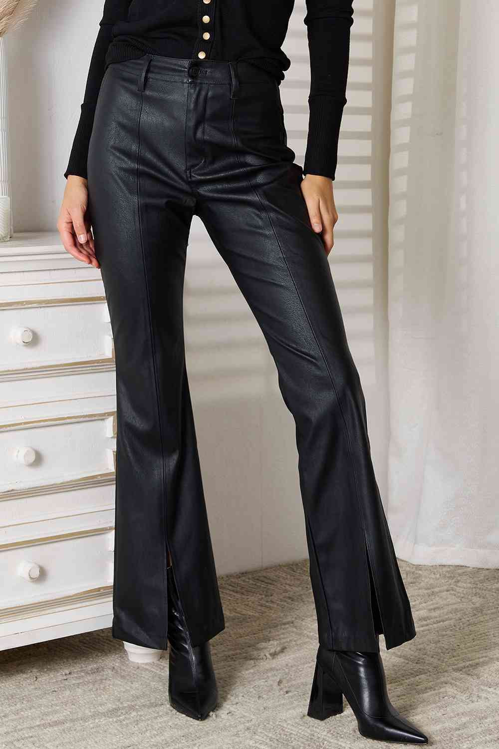 Kancan Slit Flare Leg Pants Black / 11(29) | Casual Chic Boutique