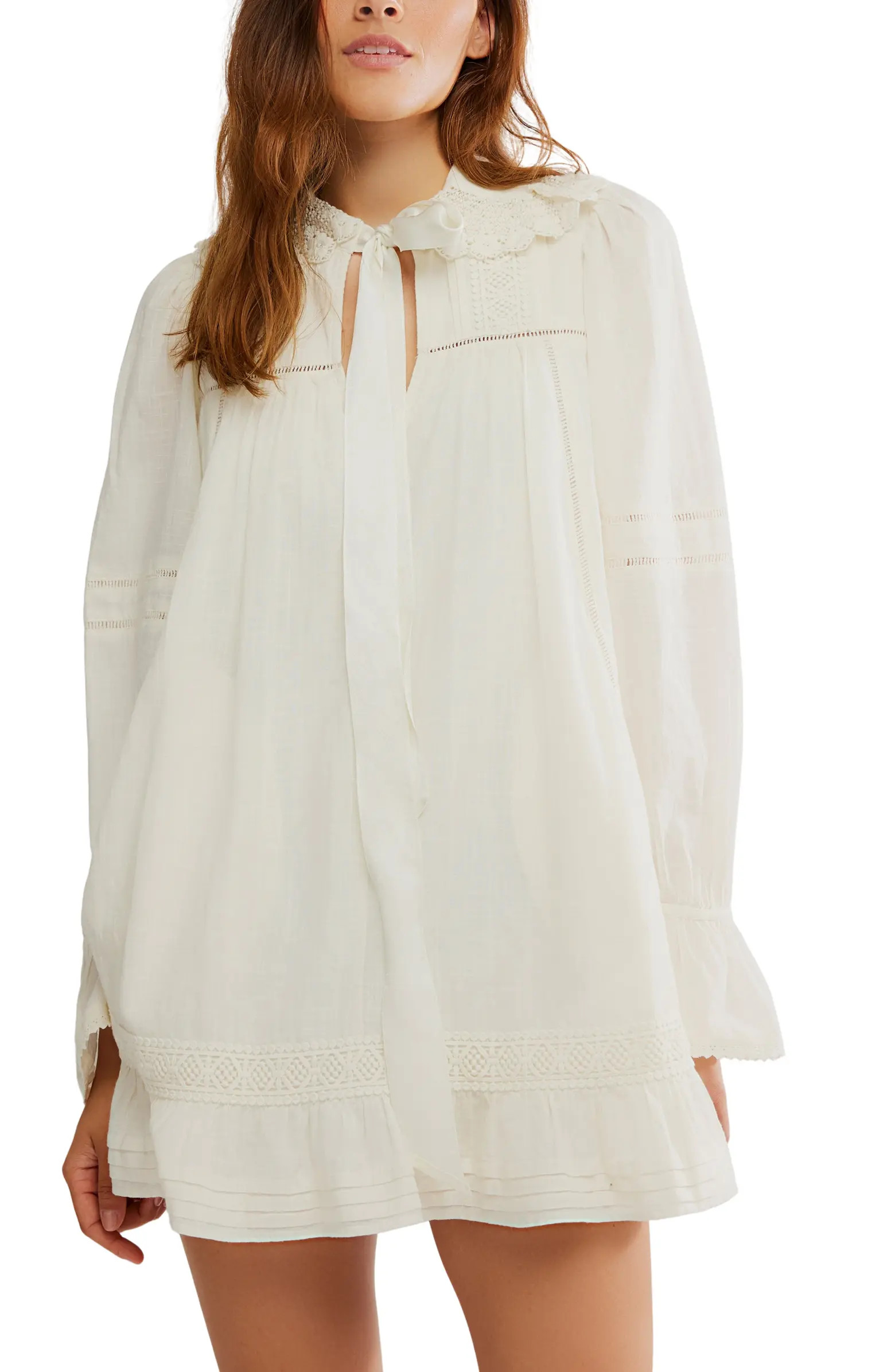 Free People 5 O'Clock Tea Time Long Sleeve Cotton Babydoll Minidress | Nordstrom | Nordstrom