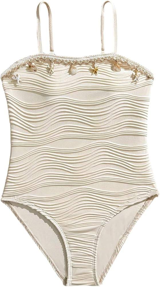 Cream shell girls swimsuit  | Amazon (US)