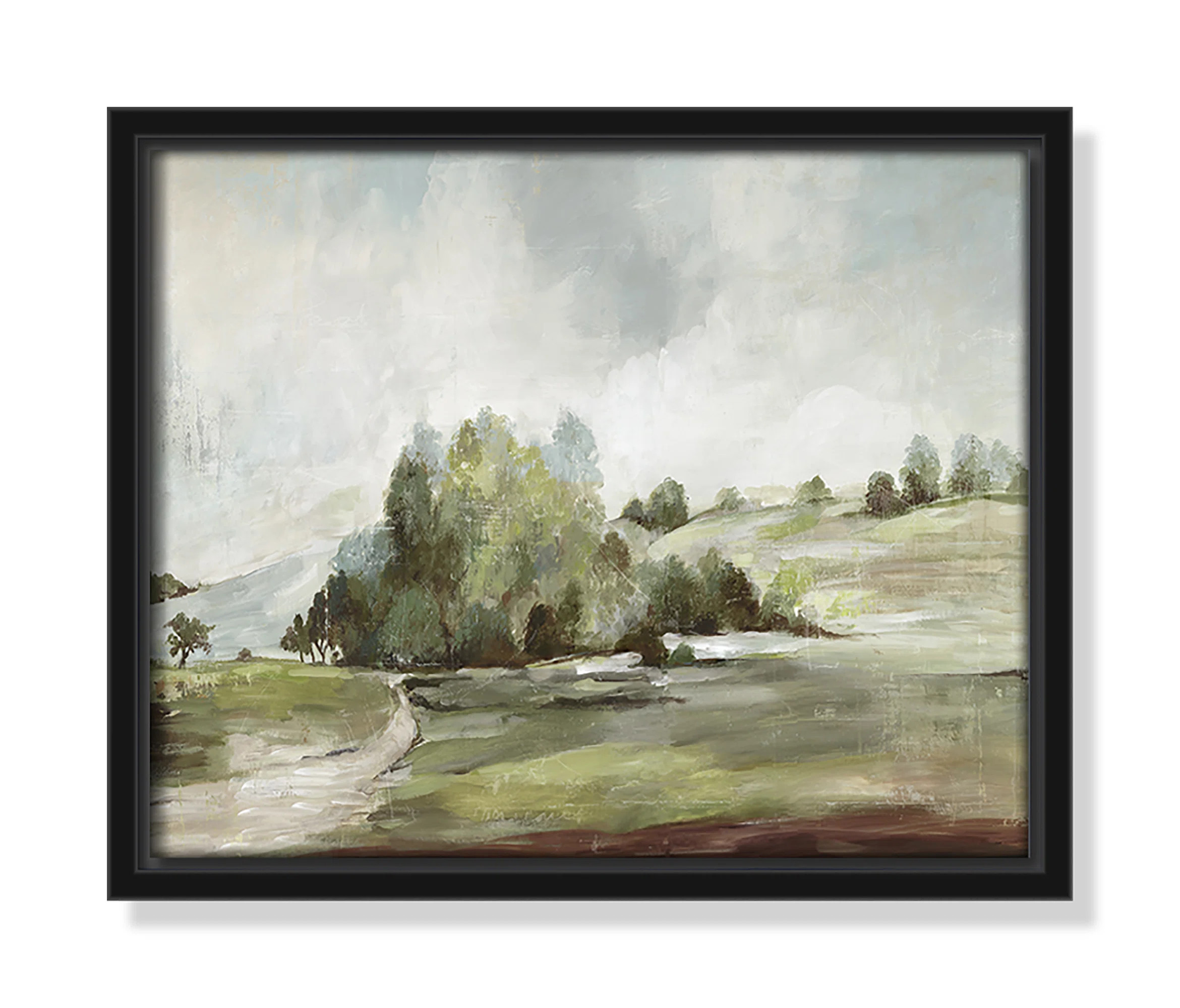 Concorde Green Country Road by Allison Pearce - Floater Frame Print on Canvas | Wayfair North America