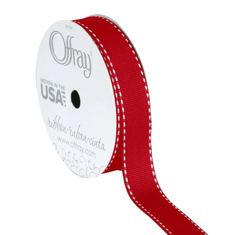 Offray Ribbon, Red 5/8 inch Grosgrain Polyester Ribbon, 9 feet - Walmart.com | Walmart (US)