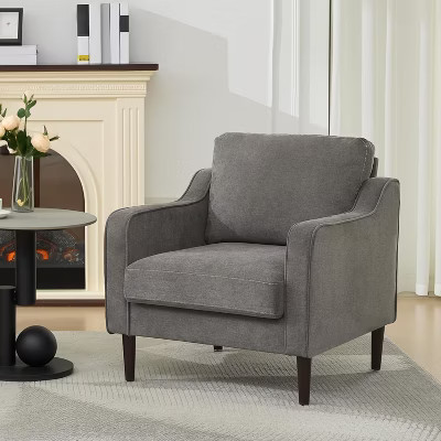 Mid-Century Modern Accent Chair with High Back, Linen Upholstered Armchair for Living Room, Bedroom or Study, Compact Comfort Reading Chair | Target