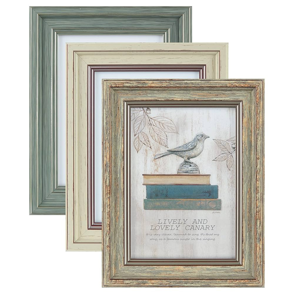 XUANLUO 3 Pack 5x7 Inch Picture Frames Farmhouse Rustic Vintage Distressed Wood Grain Photo Frame... | Amazon (US)