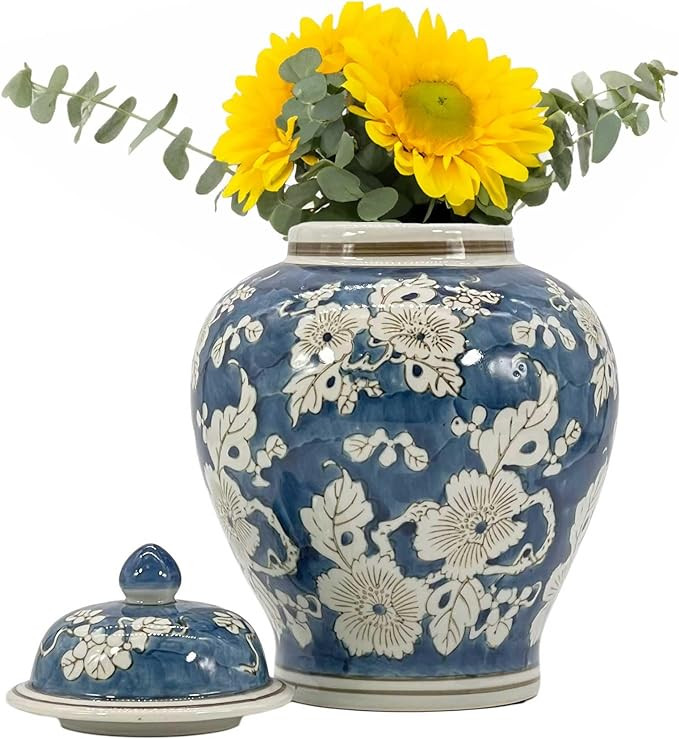 Galt International Blue and White Flower Chinoiserie Ginger Jar 12" w/Lid Ginger Jar, Tea Storage... | Amazon (US)