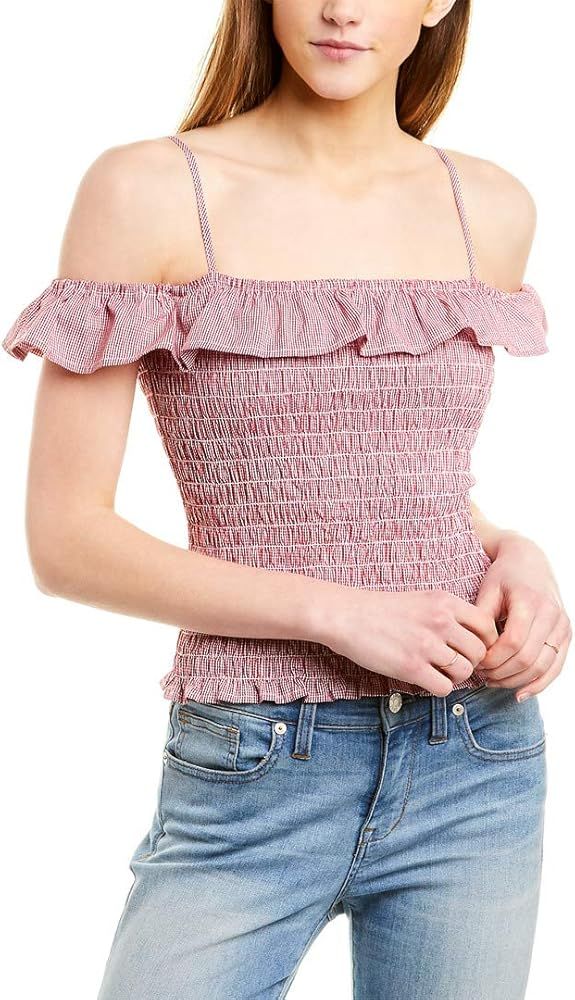 BB DAKOTA Women's Chase Me Micro Gingham Striped Cotton Top | Amazon (US)