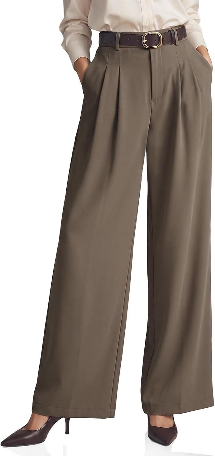 Cicy Bell Womens Wide Leg Dress Pants Business High Waisted Pleated Pants | Amazon (US)