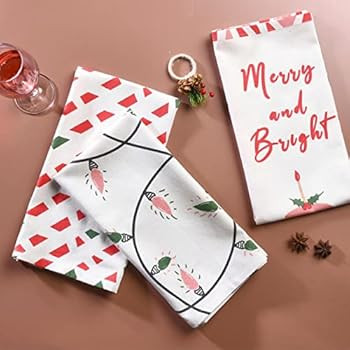 Folkulture Christmas Kitchen Towels for Kitchen Decor, Set of 3 - 100% Cotton Dish Towels, Modern... | Amazon (US)