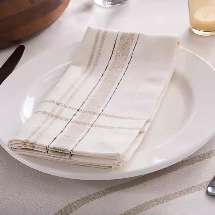 White Chambray French Stripe Napkins, Set of 6 | Kirkland's Home