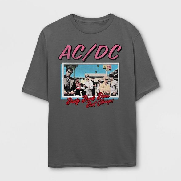 Women's AC/DC Short Sleeve Oversized Graphic T-Shirt - Gray | Target