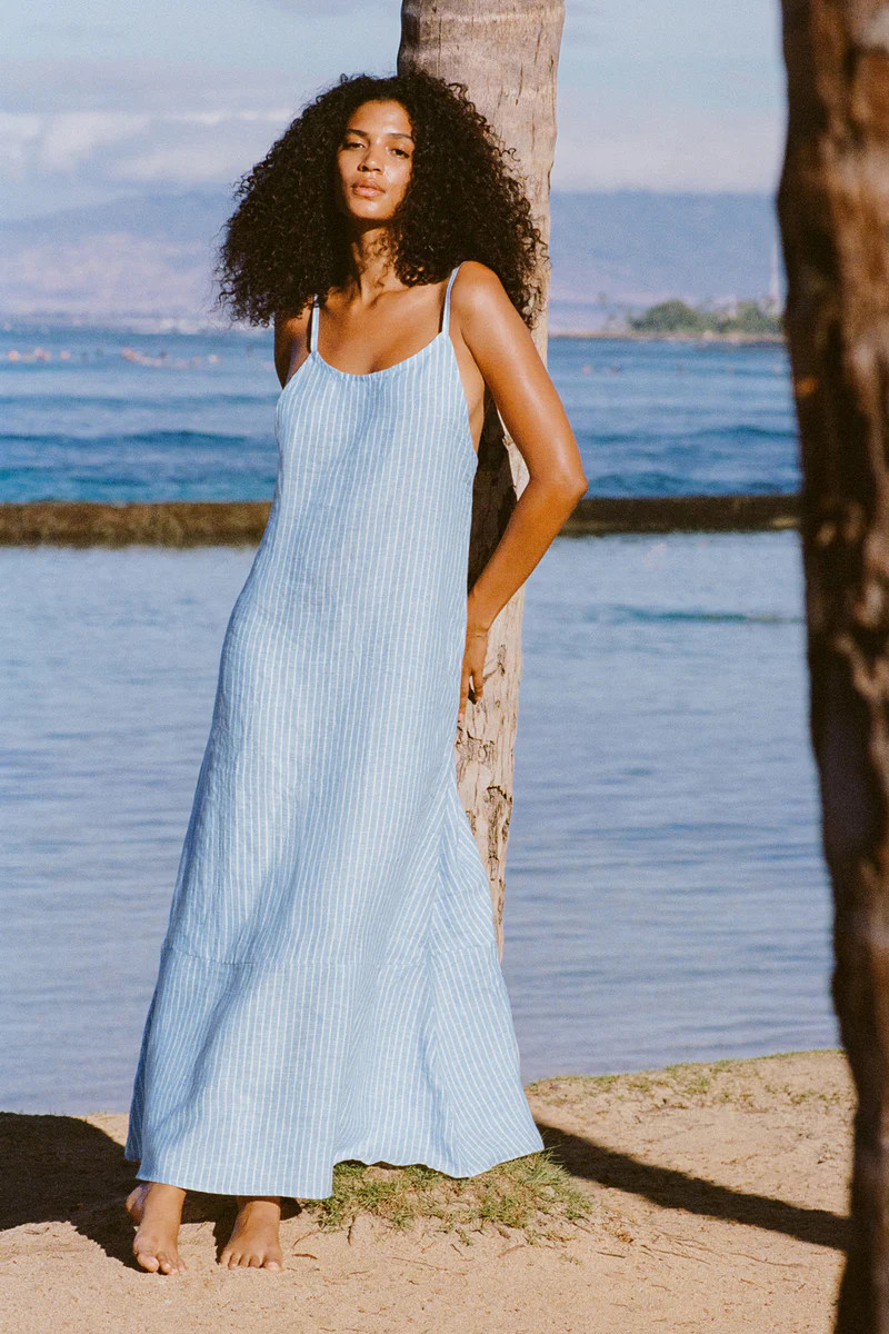 Vitamin A Mari Maxi Dress Summer Stripe Ecolinen | Vitamin A