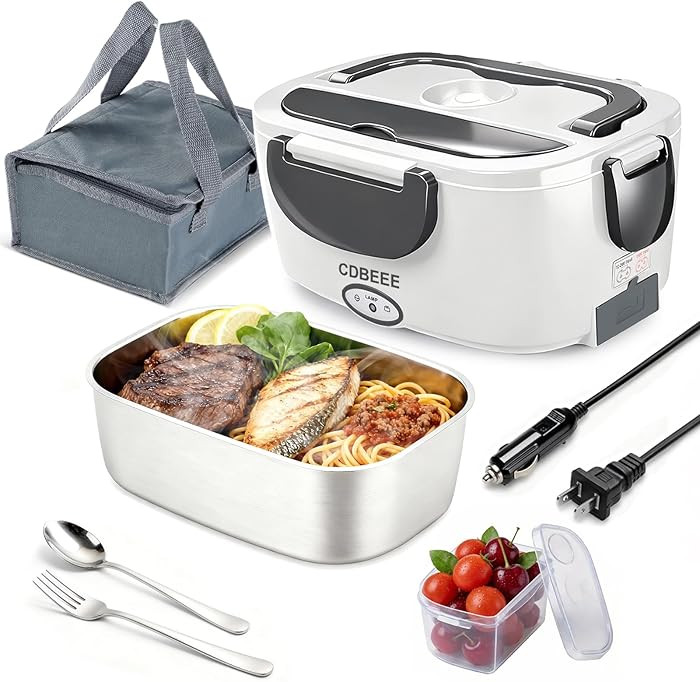 Electric Lunch Box Food Heater - 80W Fast Heating, 1.5L Heated Lunch Box Leak-Proof 304 Stainless... | Amazon (US)