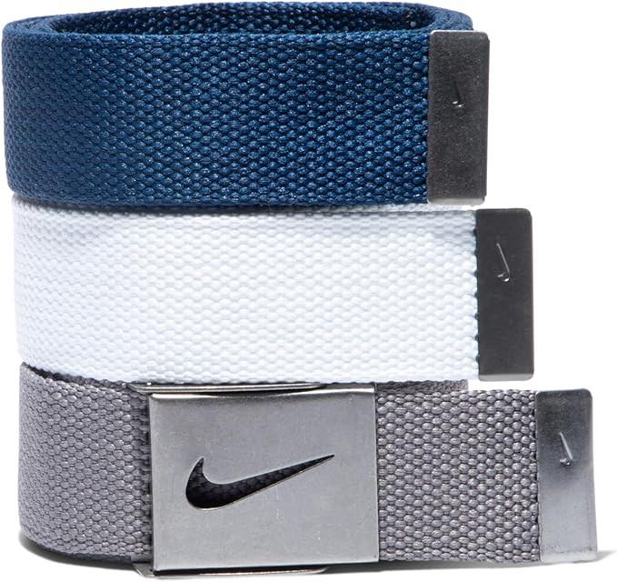 Nike Men's 3 Pack Golf Web Belt, White/Gray/Navy, One Size | Amazon (US)