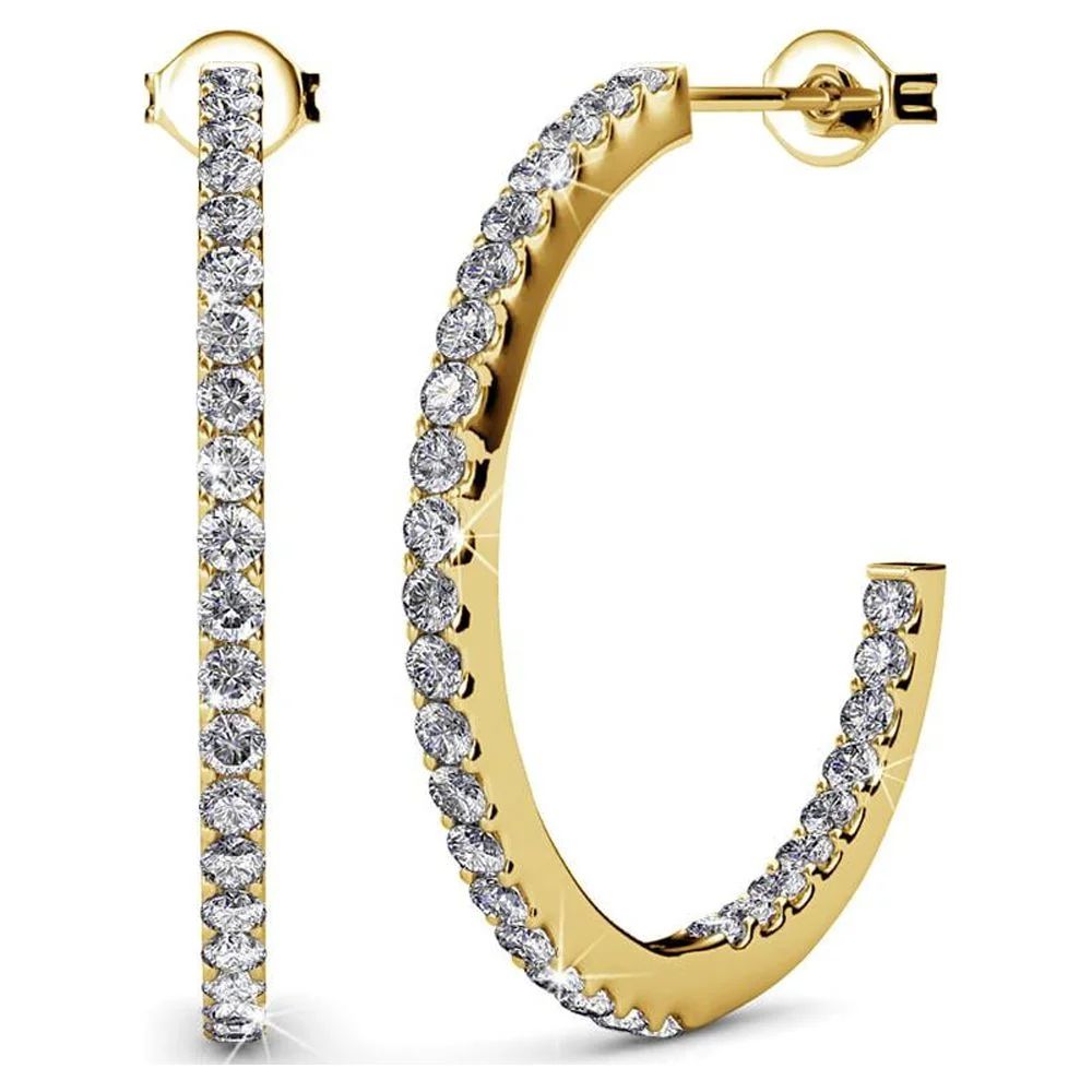 Cate & Chloe Rosalyn 18k Yellow Gold Plated Hoop Earrings with Swarovski Crystals | Women's Cryst... | Walmart (US)