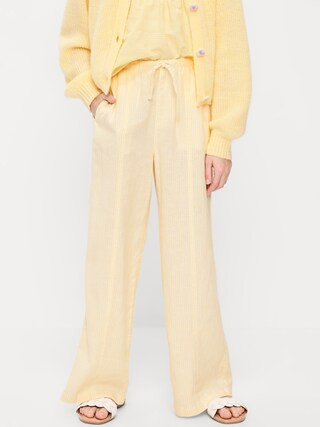 Striped Linen-Blend Wide-Leg Pants for Girls | Old Navy (CA)