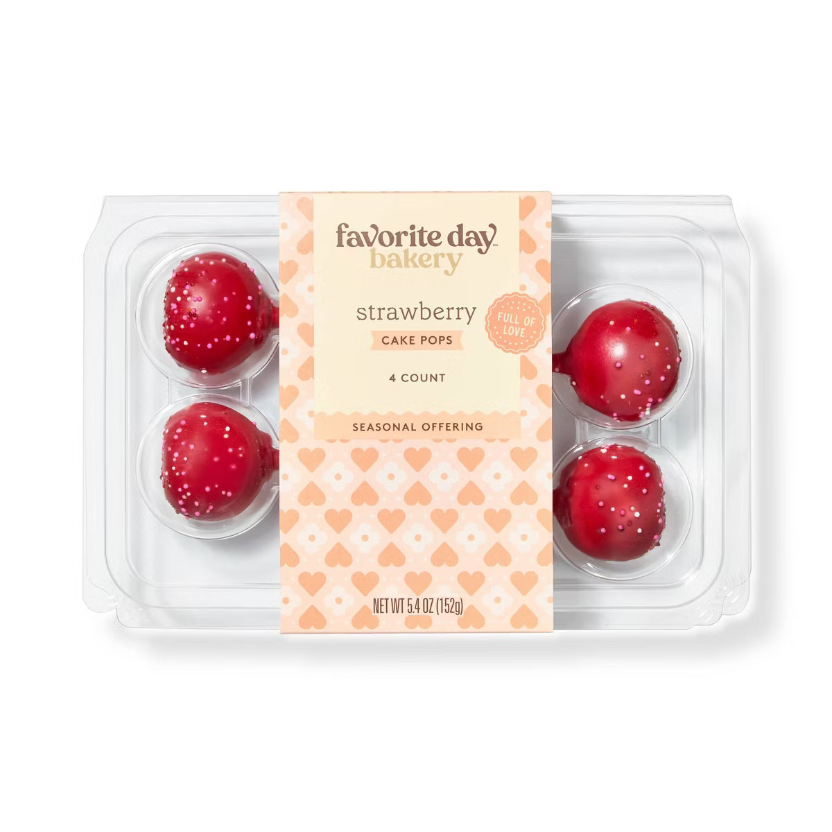 Valentine's Strawberry Cake Pops Enrobed in Red Chocolate - 5.4oz/4ct - Favorite Day™ | Target