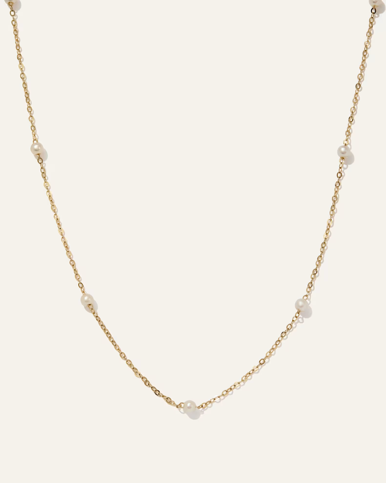 14K Gold Cultured Freshwater Pearl Station Necklace in Yellow Gold | Quince