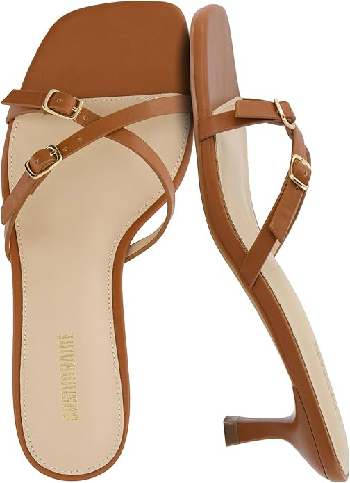 CUSHIONAIRE Women's Milan Kitten Heel Sandals +Memory Foam, Wide Widths Available | Amazon (US)