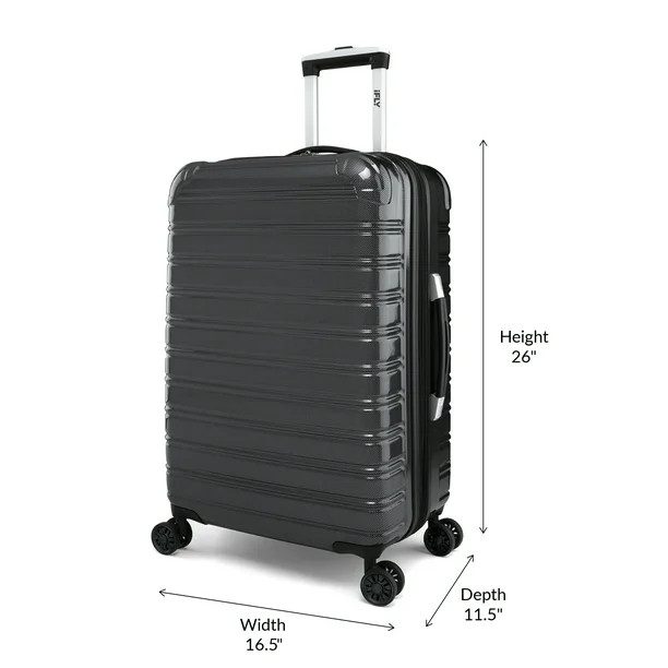 iFLY Hardside Fibertech Luggage 24" Checked Luggage, Black | Walmart (US)