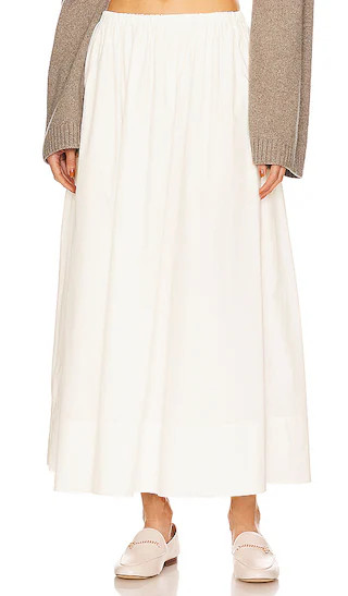 Cotton Poplin Midi Skirt in White | Revolve Clothing (Global)