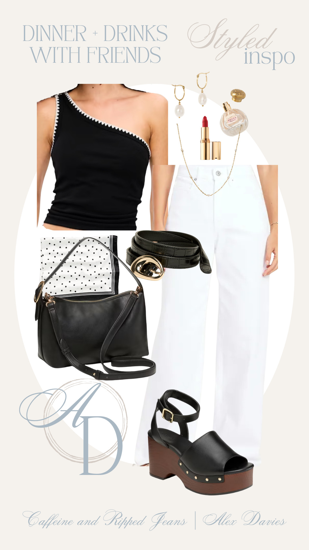 // dinner and drinks with friends outfit inspo // old navy summer steals sale // pearl hoops // pearl necklace // old navy bag // black and white outfit // summer dinner and drinks outfit // casual spring outfit inspo //  

 #LTKootd #LTKSeasonal #LTKSaleAlert